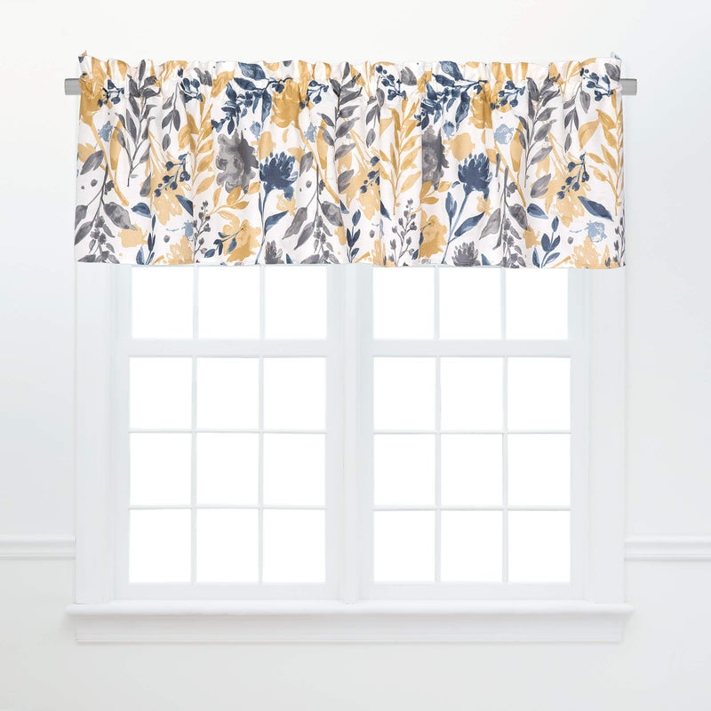C&F Home Watercolor Natural Flowers & Leaves 100% Cotton Single Window Treatment Curtain Valance 16" x 72" All Seasons Versatile Spring Springtime Farmhouse Bedroom Guestroom Kitchen Living Room - Image 1